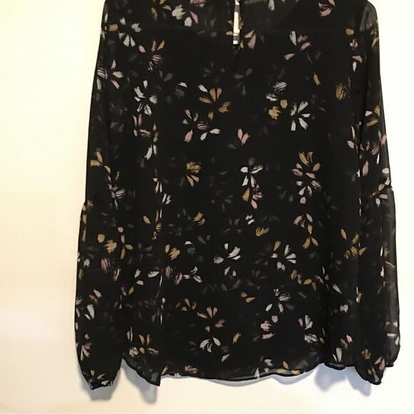 APT 9 Brush stroke design sheer sleeve chiffon top! IN BLACK NOT RED - Picture 5 of 9
